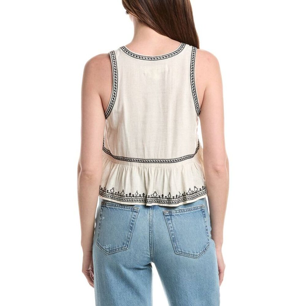 Saltwater Luxe Womens  Linen-Blend Tank Top, White - Picture 2 of 3
